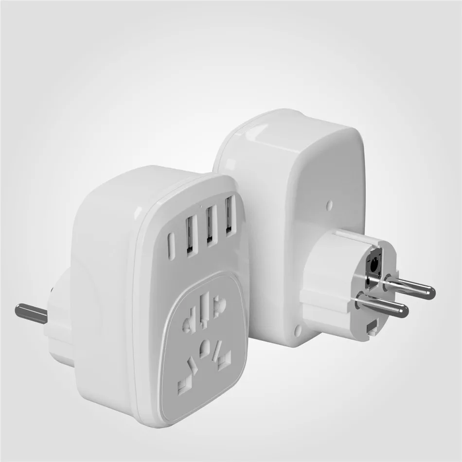 
EU Plug Adapter EU Euro European Travel Adapter Electric EU Adapter Plus Power Cord Charger Sockets Outlet 