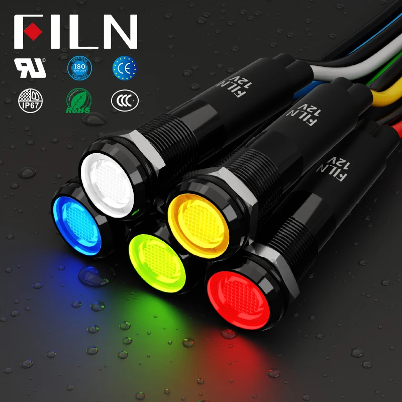 Waterproof 8mm Mounting Hole 12v 24v 220v led Signal Plastic Shell Indicator Light