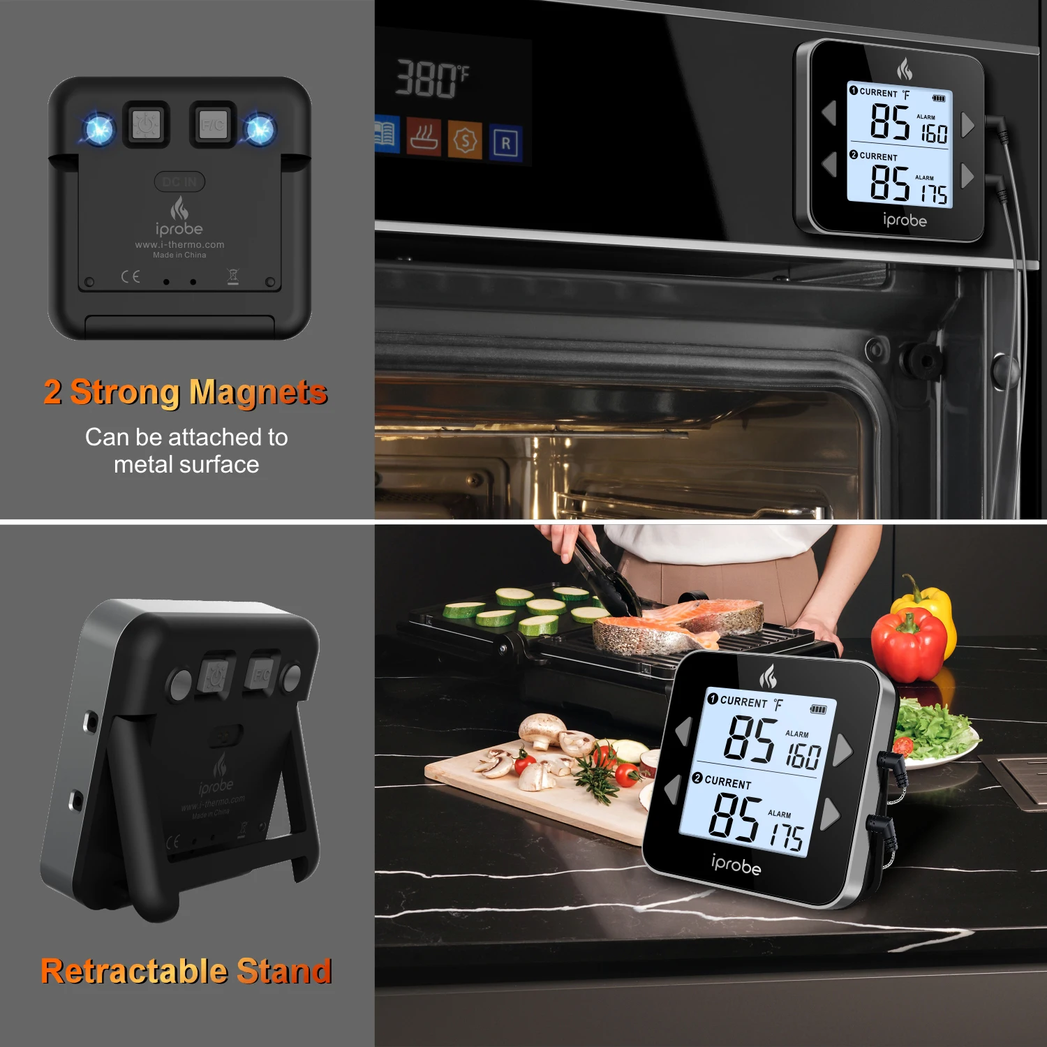 Wireless BBQ Thermometer with High Resistant Probes Cooking Food Oven Grill Thermometers With Timer