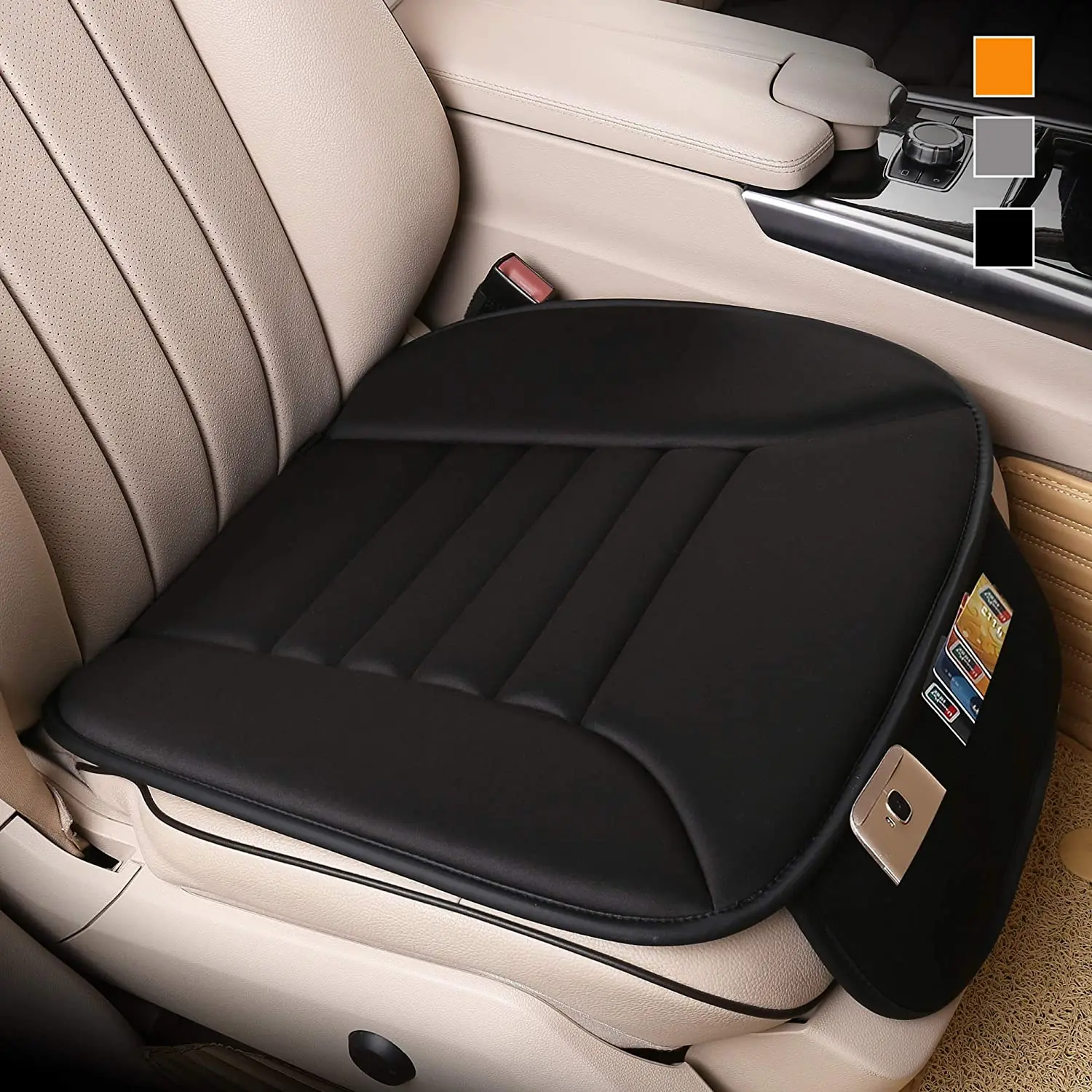 Kingworth Universal Non-Slip Memory Foam Driver Car Seat Cushion With Storage Pouch