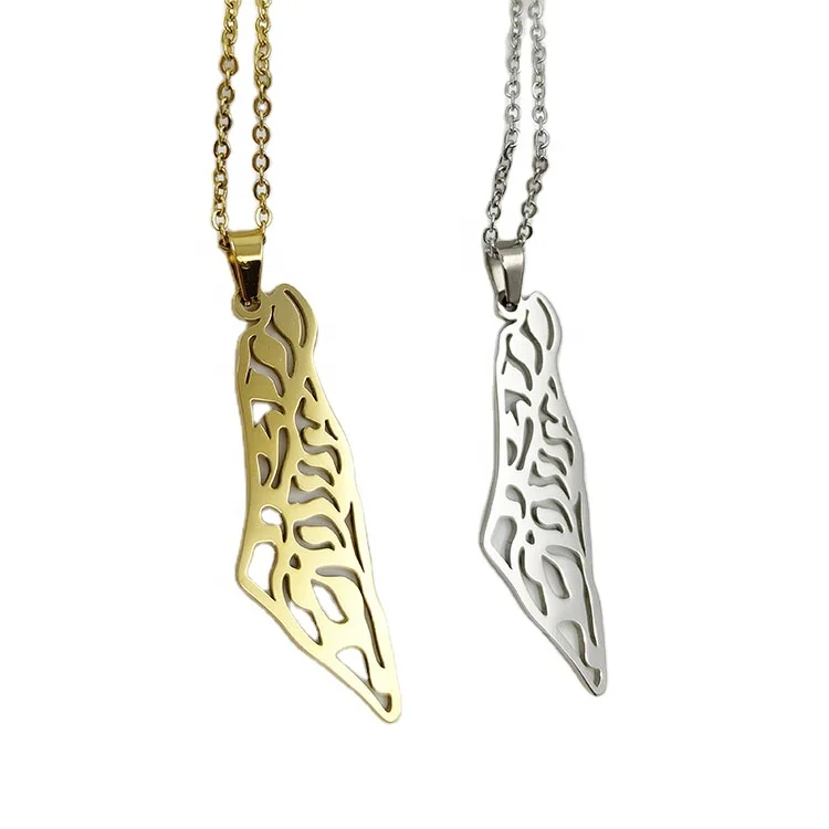 New Product Gold   In store Arabic Letter Palestine Map  Necklace