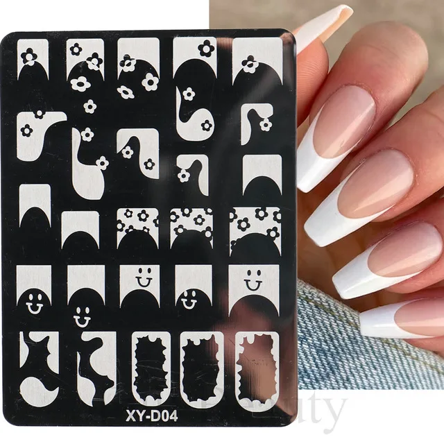 TSZS New French Nail Art Stamping Plate Line Flower Love Lace 3D Image Stencil Steel Stamp Template Nail Art Tool