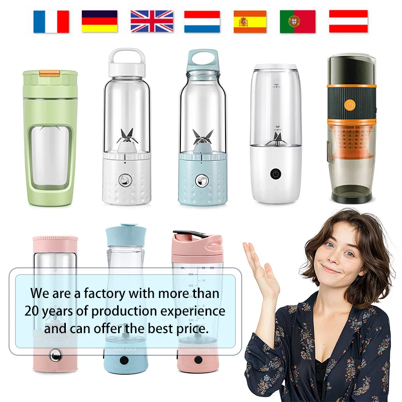 Europe Custom Logo Fresh Juice Portable Blenders and Mini Fruit Smoothie Milkshake Mixer Bottle Blander Portatil Juicer