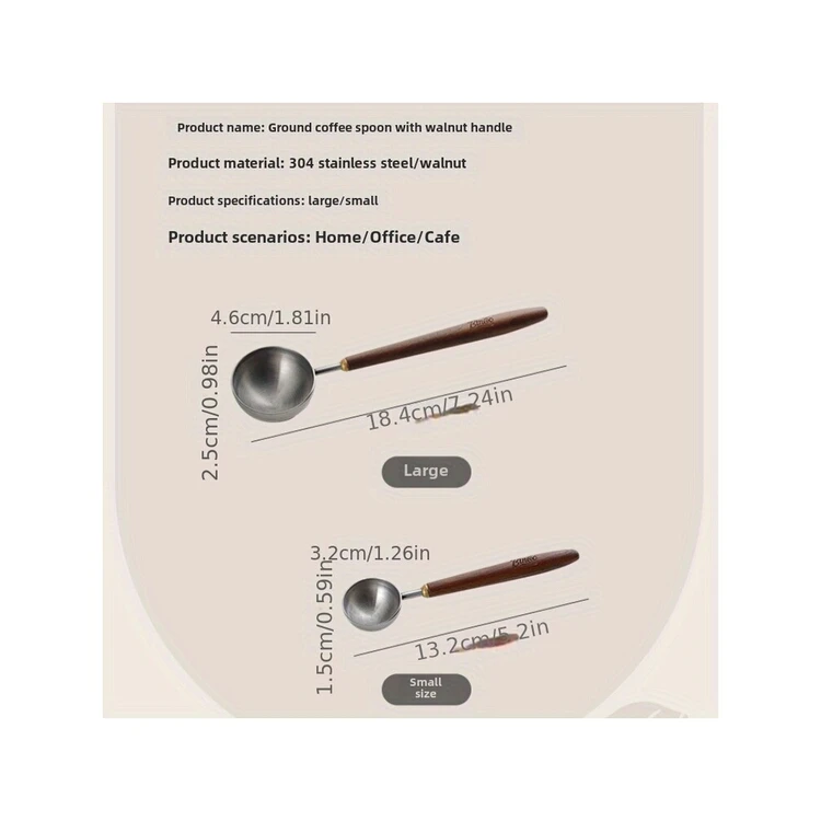 China Factory Special Walnut Wood Long Handle Coffee Spoons Stainless Steel Scoop for coffee shop