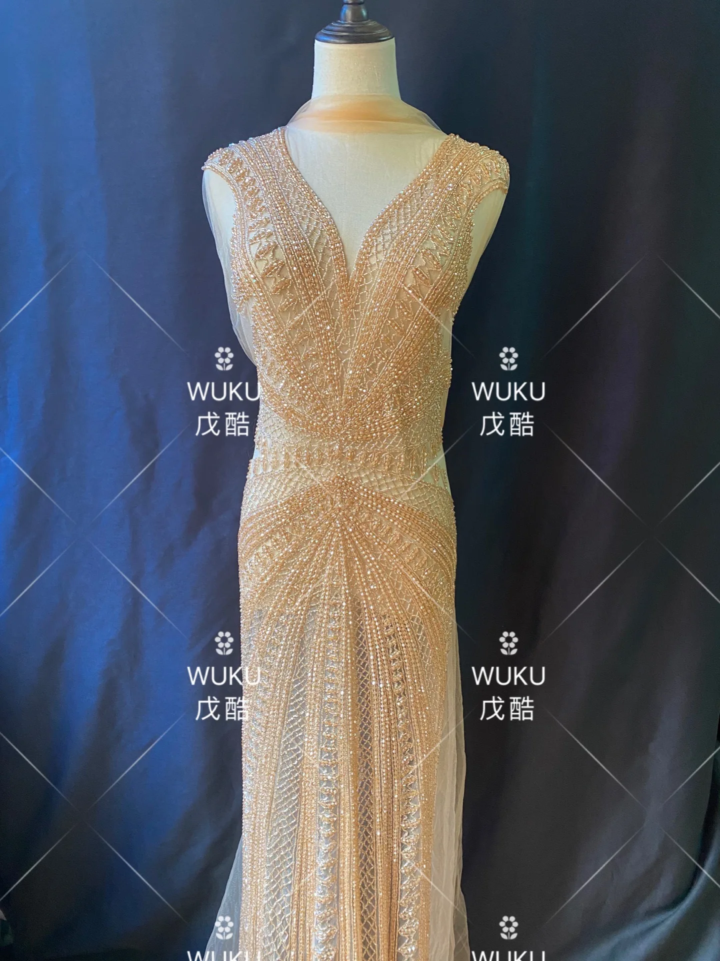 whole piece longe design body applique patch in champagne color crystal