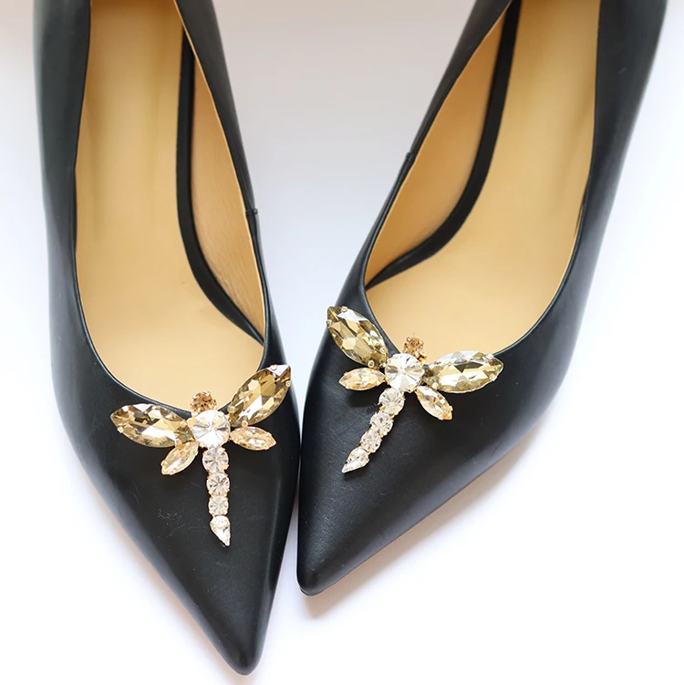 whole sale dragon fly glass rhinestones shoe jewelry decorative accessories charms shoe accessories for wedding