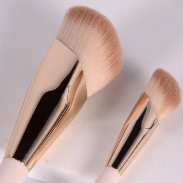 Factory oem Pink angled Foundation Makeup Brush Synthetic hair Shaped Foundation Brush Kabuki Brush For Face