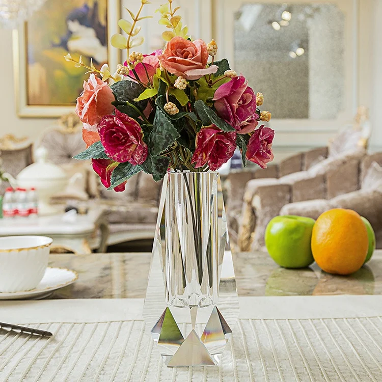 Декоративные прямоугольные вазы для хрустальных поделок, центральный орнамент, уникальная свадебная Настольная Ваза, прозрачная приемлемая