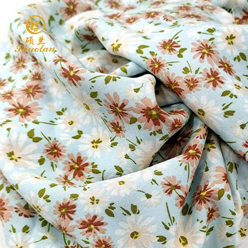 Printed 100% Rayon 90GSM Lightweight Fabric Hot Sale Various Floral Widely Used in Skirt/dress/beach Shirt Fabric Woven Tshirts