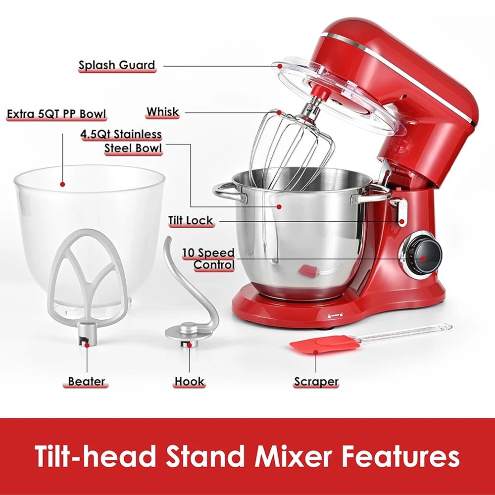 Landwee Household Kitchen Bakery Professional Bread Aid 4.5L 5.5L Automatic Home Dough Mini Cake Food Stand Mixer