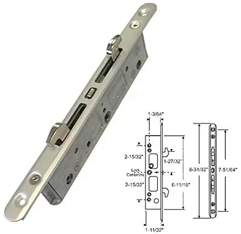 Sliding Glass Patio Door Lock, Mortise Type -Screw Holes
