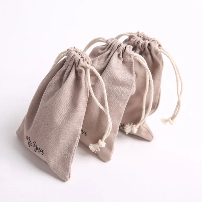 
Reusable cotton linen drawstring packaging bag promotional linen jute bag 
