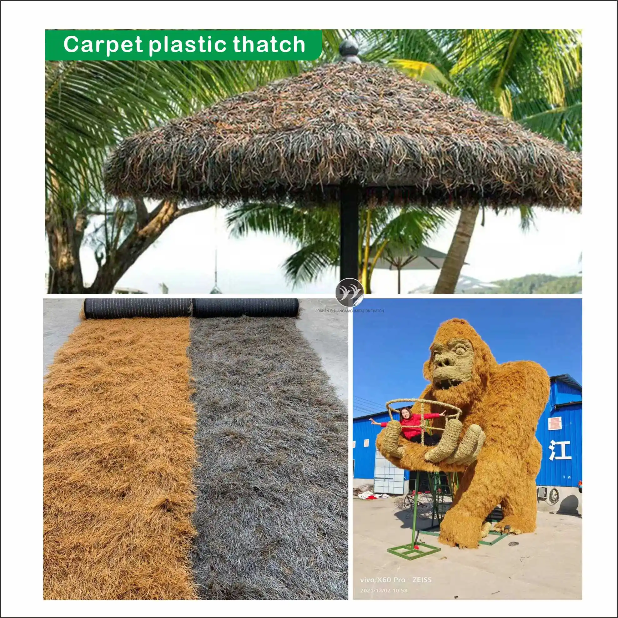 Supply Quality Anti-aging Grass Thatch Roof From Bali Construction Materials Building Palm Leaves Roof Artificial Thatch Uv