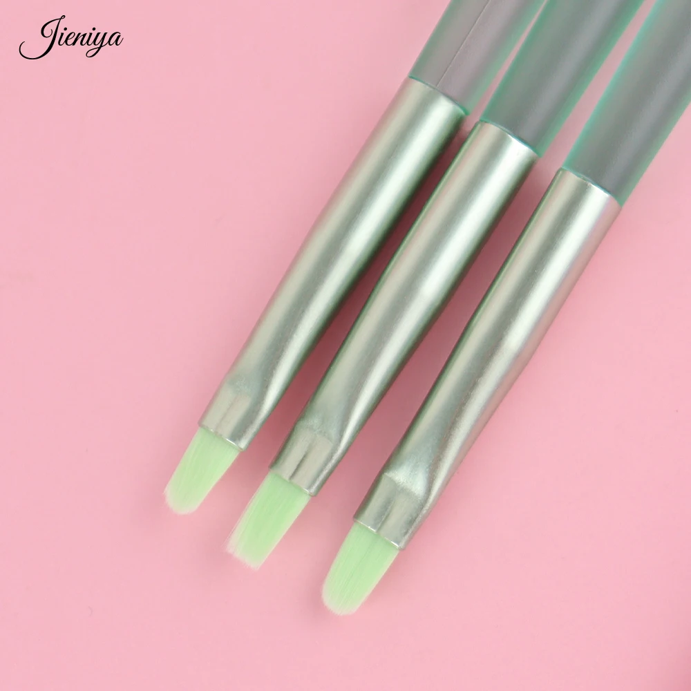 Hot selling Factory price wholesale green/pink Plastic Handle UV gel brush flat/oval head Nail Brush