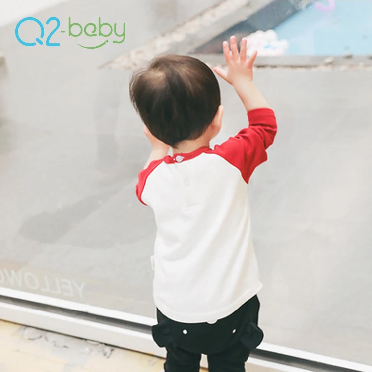 Q2-baby New Style Appliques Collarless Long Sleeve Baby Boys Girl Tops T Shirt