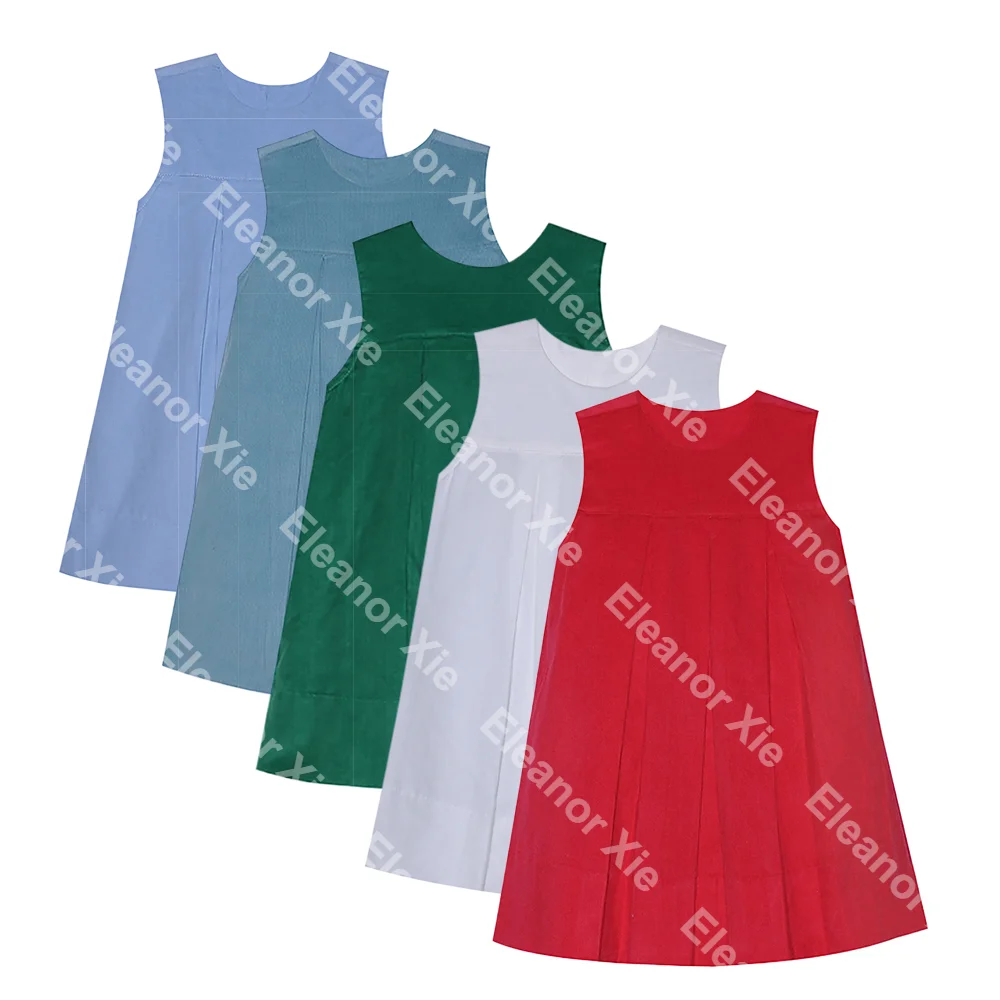 2024 осеннее вельветовое хлопковое платье без рукавов для девочек, плиссированное платье для малышей с вышивкой, Детские платья для девочек