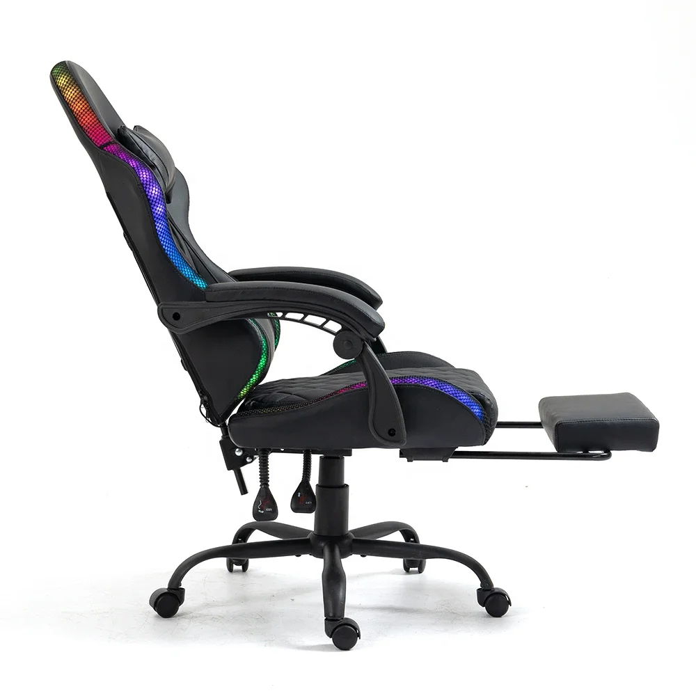 white gaming chair with LED Light ergonomic best computer office chair for gaming