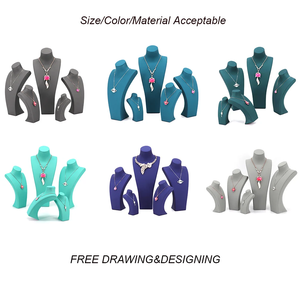 Romi Luxury Resin Velvet Pendant Jewellery Exhibitor Mannequins Bust Necklace Display Stand