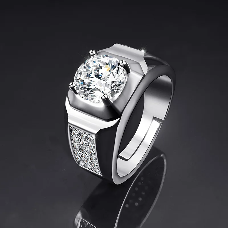 Anillos Zirconia 5 Carat Moissanite Ring Valentine gift Big Turkish Finger Engagement Ads Rhodium Plated Silver 925 Rings