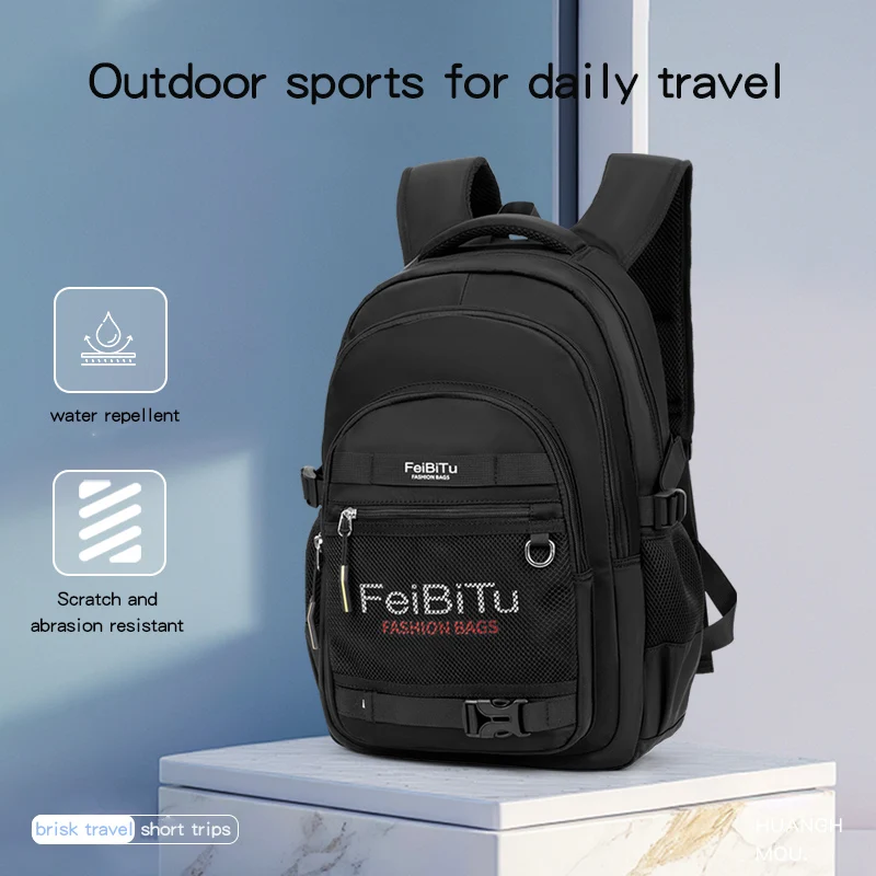 Custom Logo Business Travel Student Laptop Backpack Fashion Style Waterproof Work Compartment Sports Leisure School Polyester