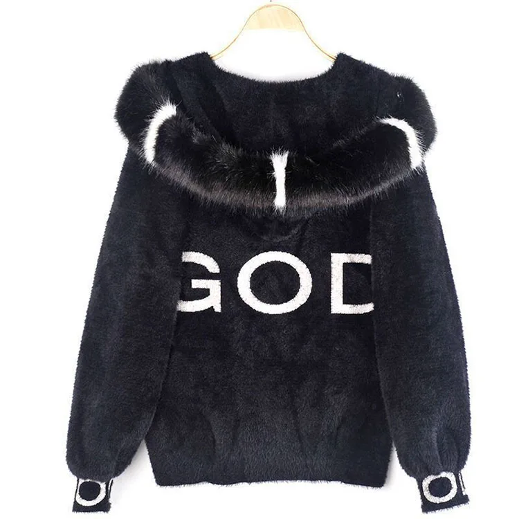 Autumn Winter Women Faux Mink Fur Coat Loose Short Style Hooded Jacket 2020 New Fashion Girls Cute Sweater Coat