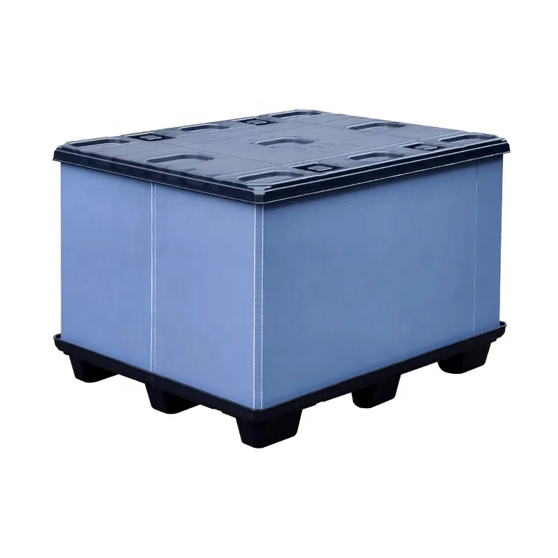 Daoyuan collapsible foldable hdpe  plastic pallet crate sleeve box with lockable lid packaging automotive container