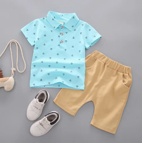 Детская одежда 2020, рубашка-поло для мальчиков, Лидер продаж на Amazon, комплект детской одежды в Корейском стиле с коротким рукавом