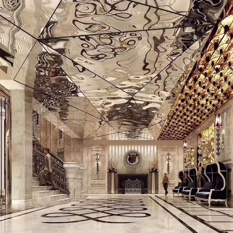 Embossed Sheet For Ceiling and Wall Panel Stamped Golden Decorative Stainless Steel Brass Water Ripple Sheet