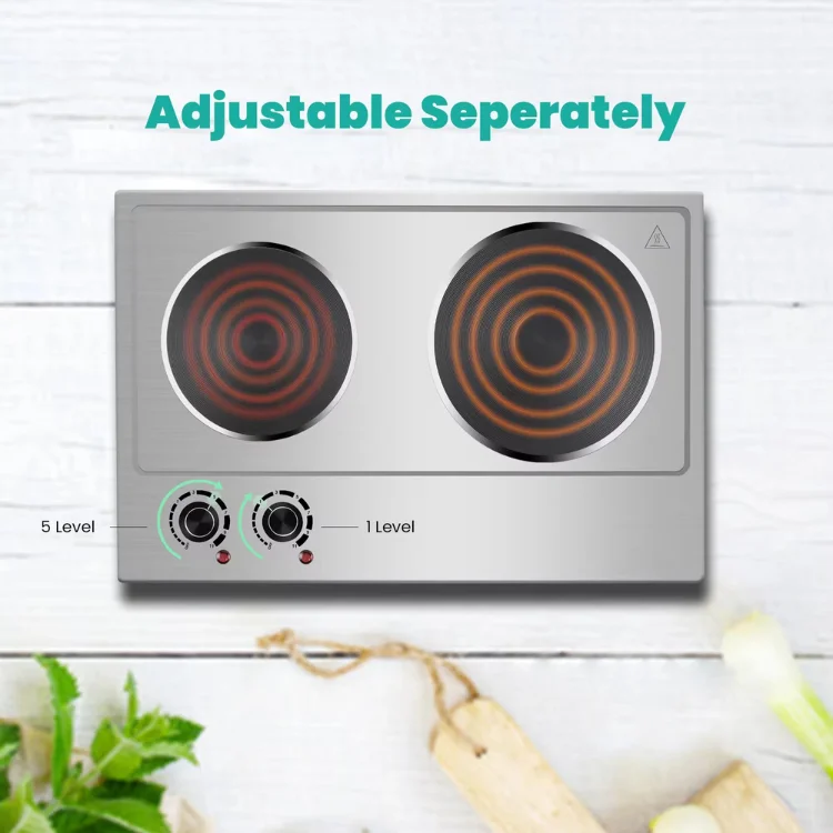 Double Electric Cooker Hotplate with Timer Function and Power Indicator Light