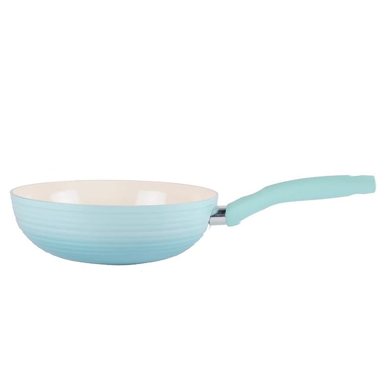 PFOA FREE 24/28/30/32cm aluminum wok without lid  deep frying pan with ceramic non sticker coating