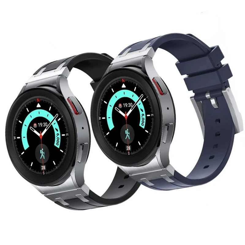 Liquid Silicone+Metal Strap for Samsung Galaxy Watch 6/4 Classic 47mm 43mm46mm Modification Kit Belt for Watch 7 6 5 4 40mm 44mm