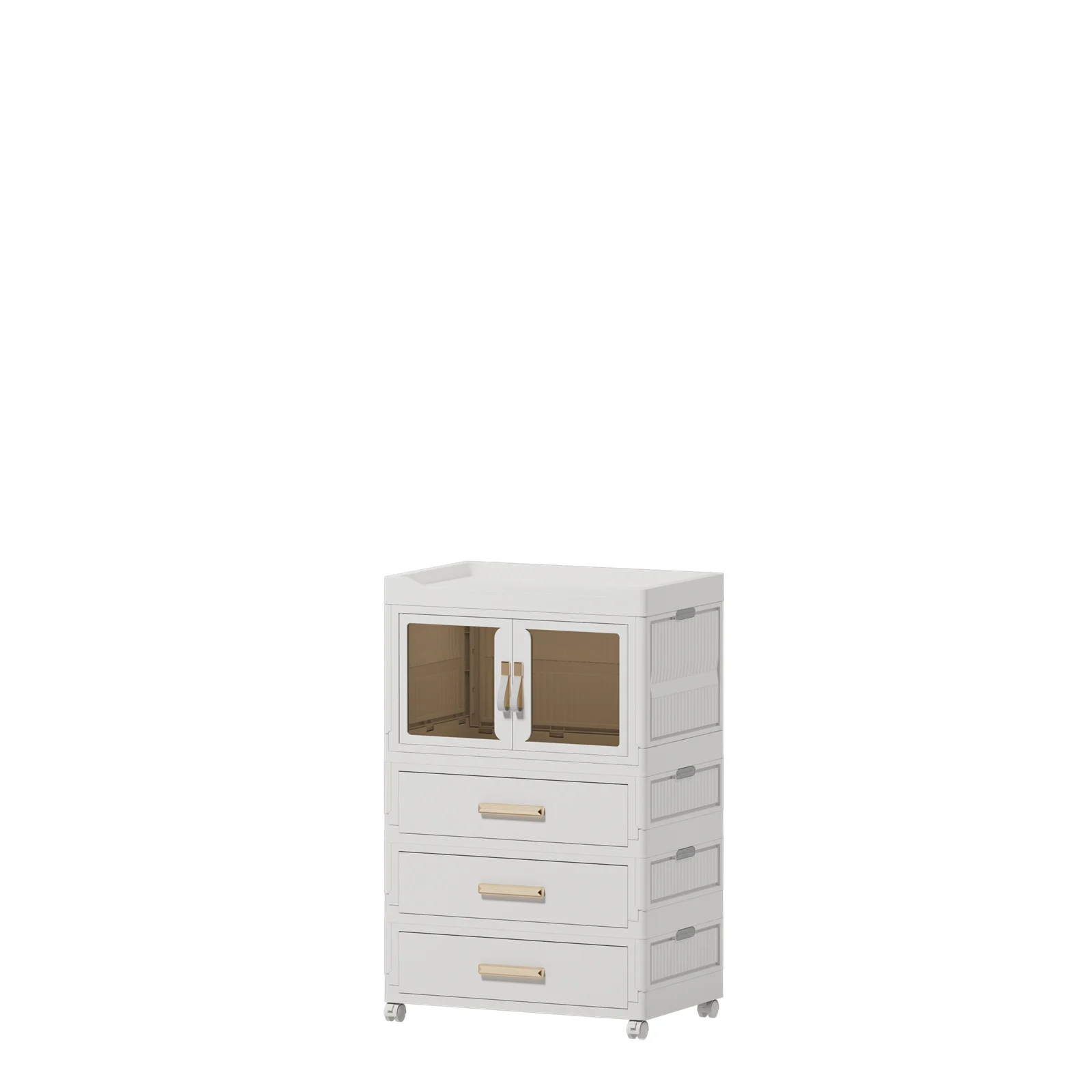 Plastic Cloth Wardrobe Cabinet double-door plastic folding storage cabinet Furniture With Wheels