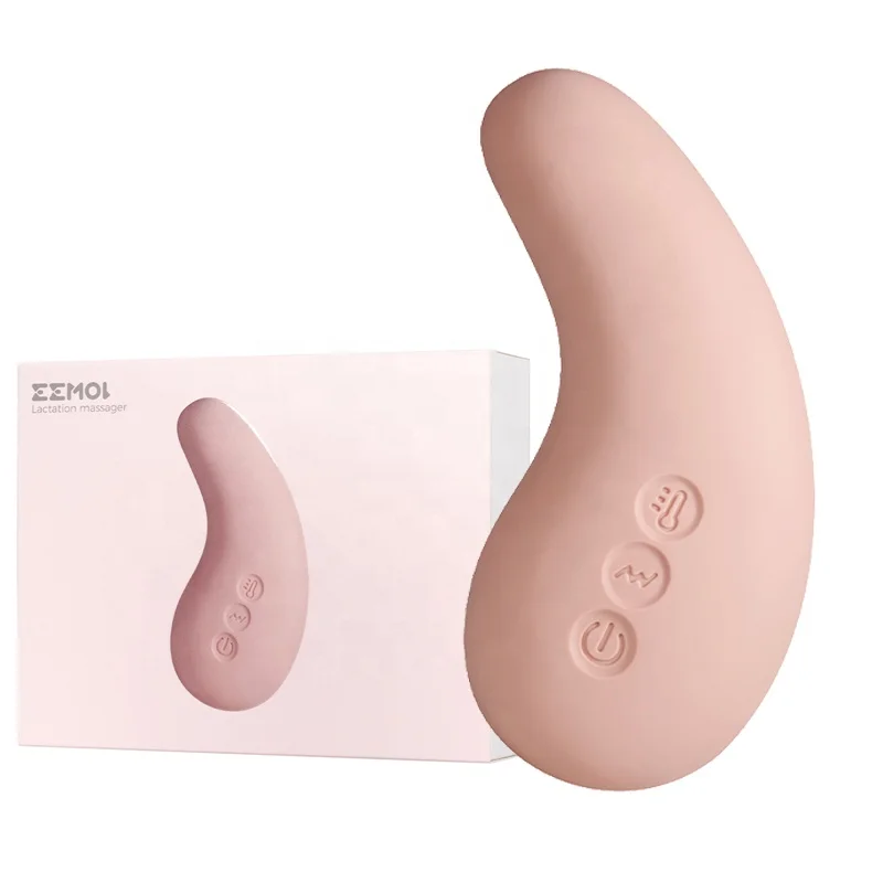 Vibrating warming lactation massager, soft full liquid silicone breast massager for breastfeeding improve milk flow
