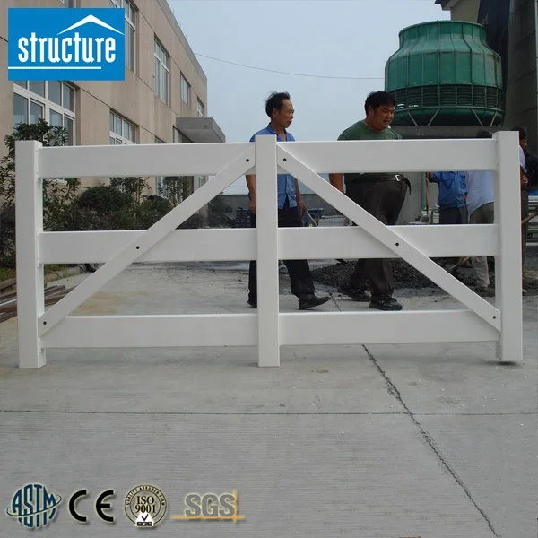 Cheap Plastic Ranch Vinyl Cattle Rail Fence Gate for Farm Yard