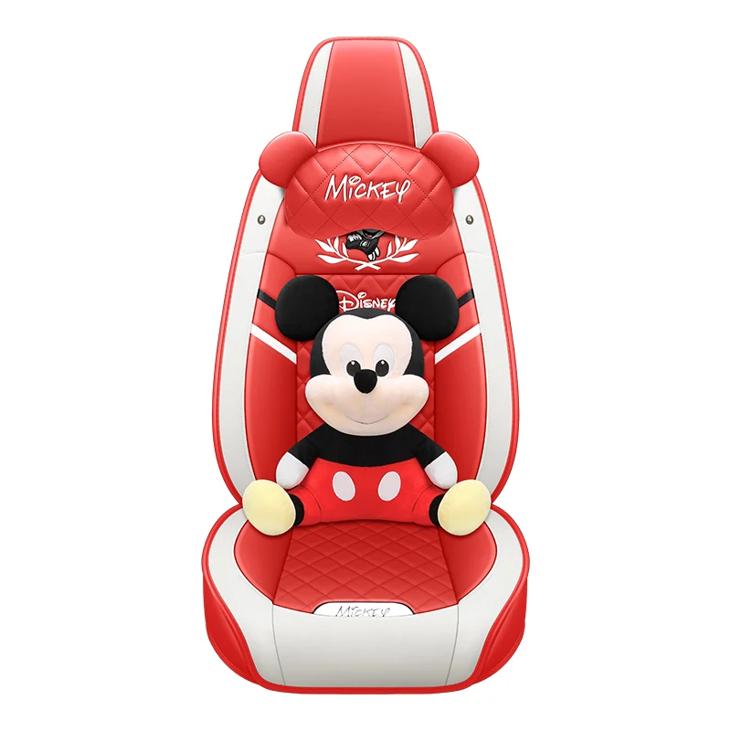 Universal Breathable 5 Seats Protector Auto luxury car seat cover set Leather Cartoon micky mouse car seat covers