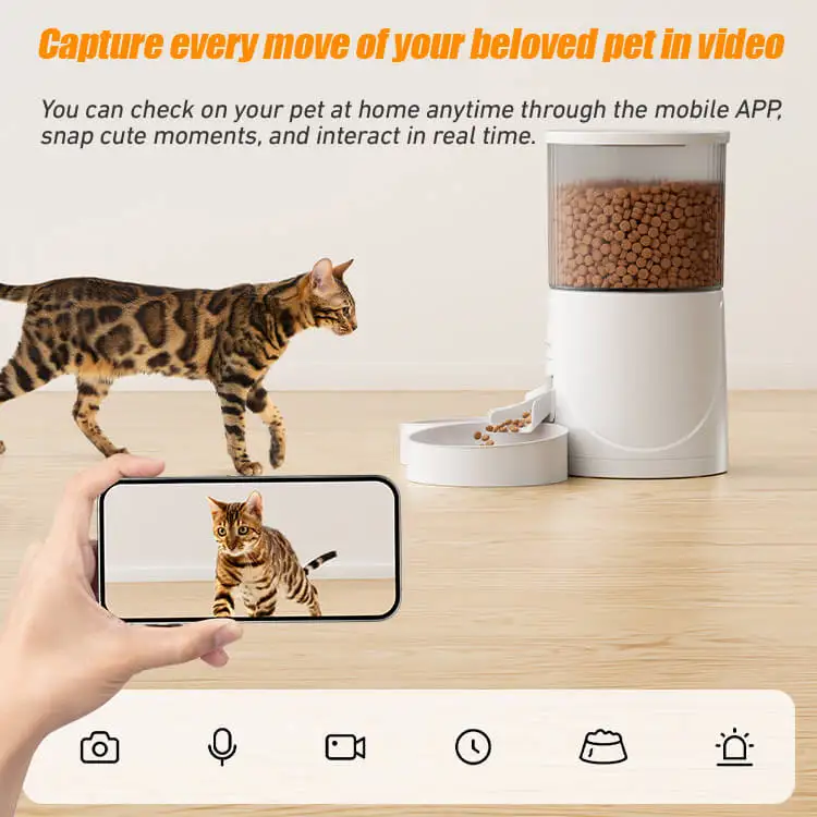 New Smart Remote Control Wifi Pet Feeder Microchip Automatic Remote video viewing Large capacity of 4L Dog Pet Bowls Food Feeder
