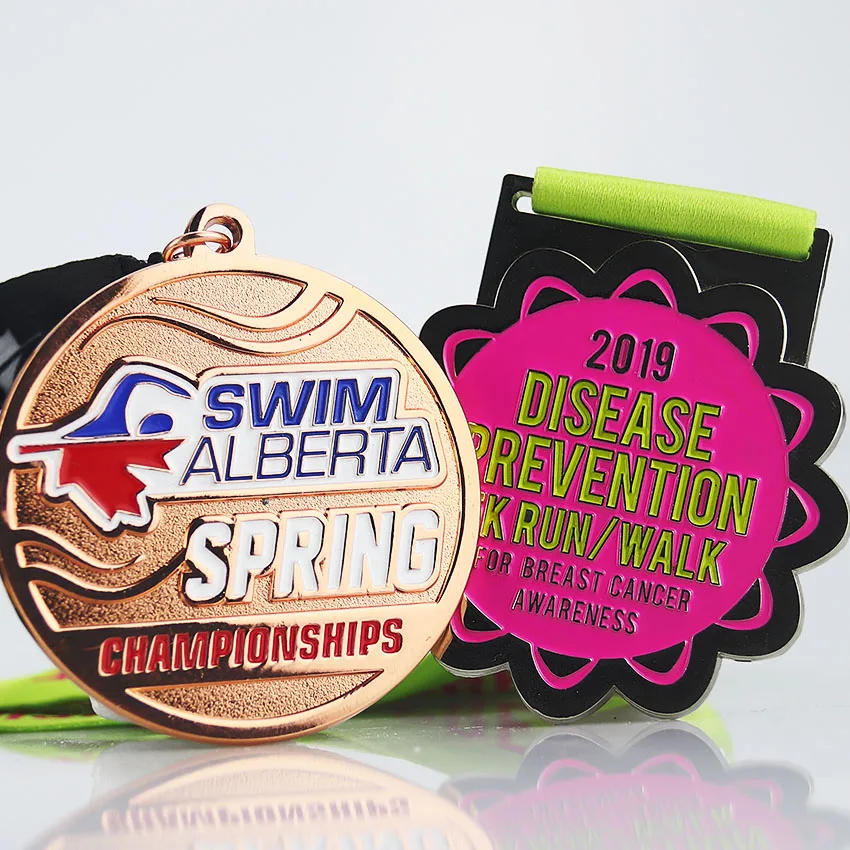 
custom ribbon cooper bronze sport award metal medals for swim 