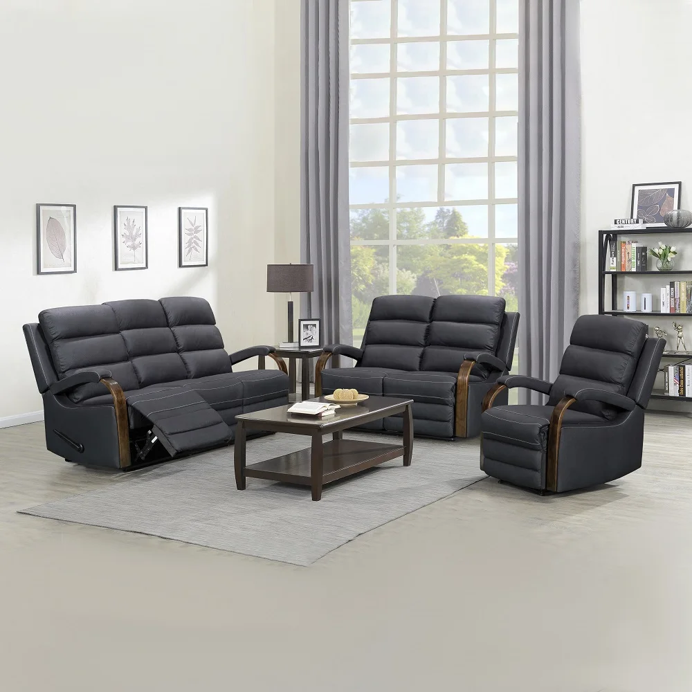 CY Timber Wood Arm Recliner Sofa Modern Style Recliner Massage Sofa Couch Manual Recliner Sofa