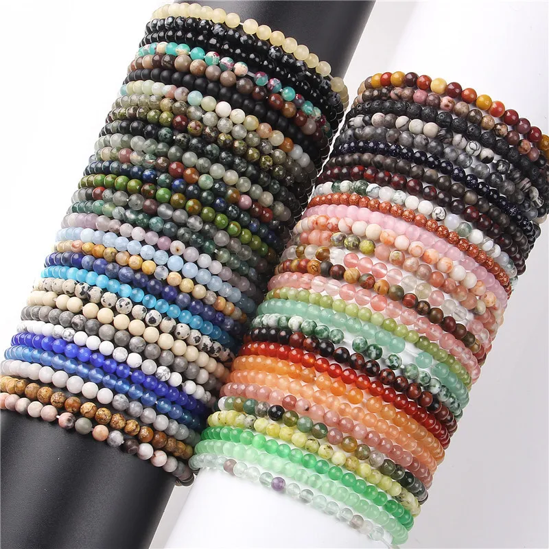 Natural Healing Crystal Bracelet Stone Jewelry 6/8/10mm Beads Bracelet Expandable Men Couple Bracelets for Women Chakra Jewelry