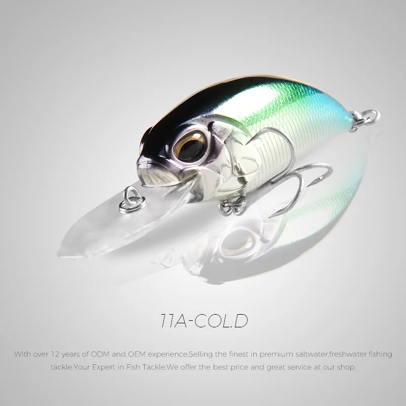 New 65mm 16g Diving 2.8-3.2m Floating Fishing Lure Minnow Hard Crank Bait Bass Bait