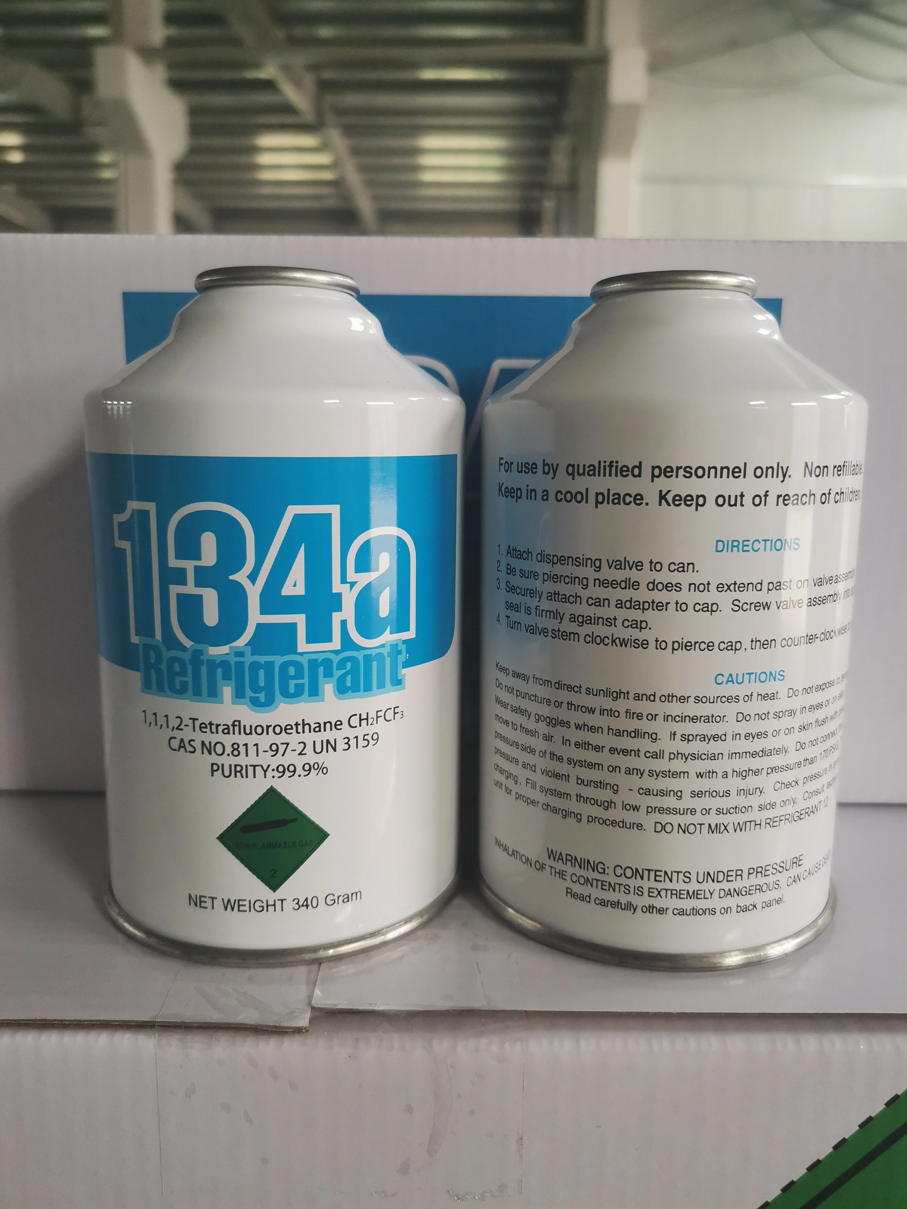 Supplier Wholesale R134a 340g Refrigerant Gas Can Packing 99.9% Purity Refrigerant R134a Cylinder