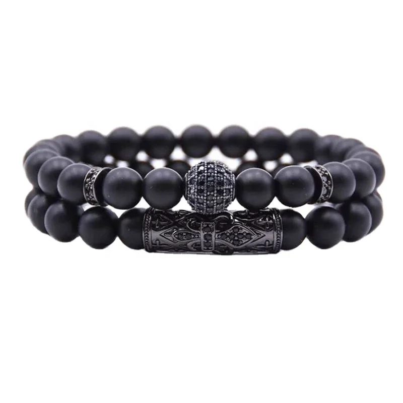 Jewelry Wholesale Double Volcanic Stone Rosary Bracelet Buddha Head Combination Lava Stone Beads Bracelet
