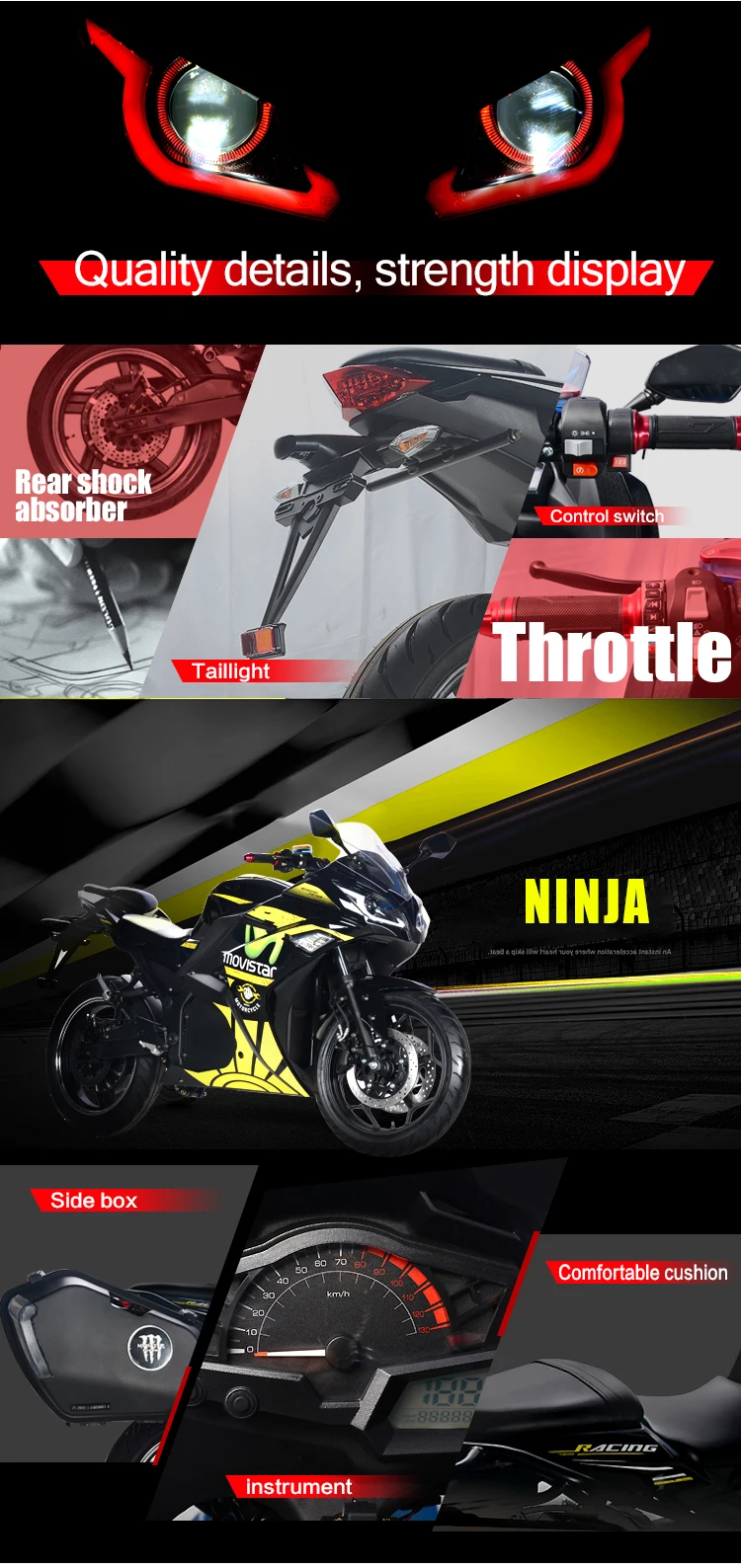 Высокоскоростные электрические мотоциклы streetmoto racing moto 5000 Вт 140 км/ч