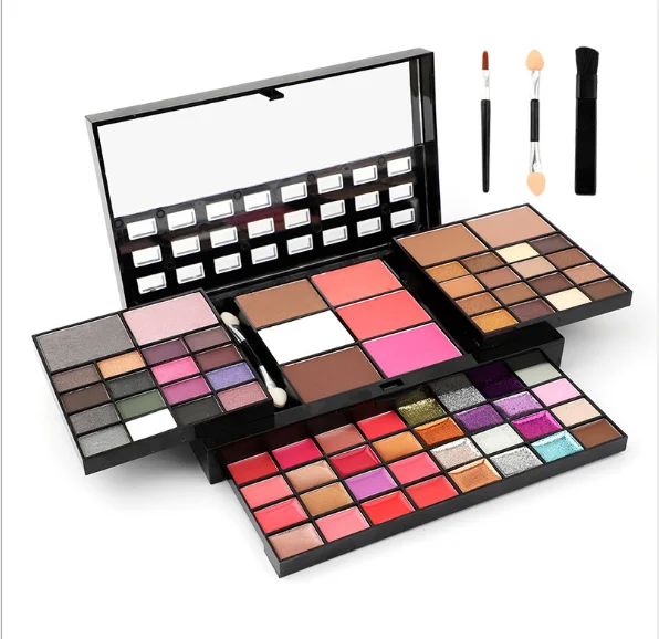 Женские тени для век порошок блеск губ румяна макияж наборы женщин косметический