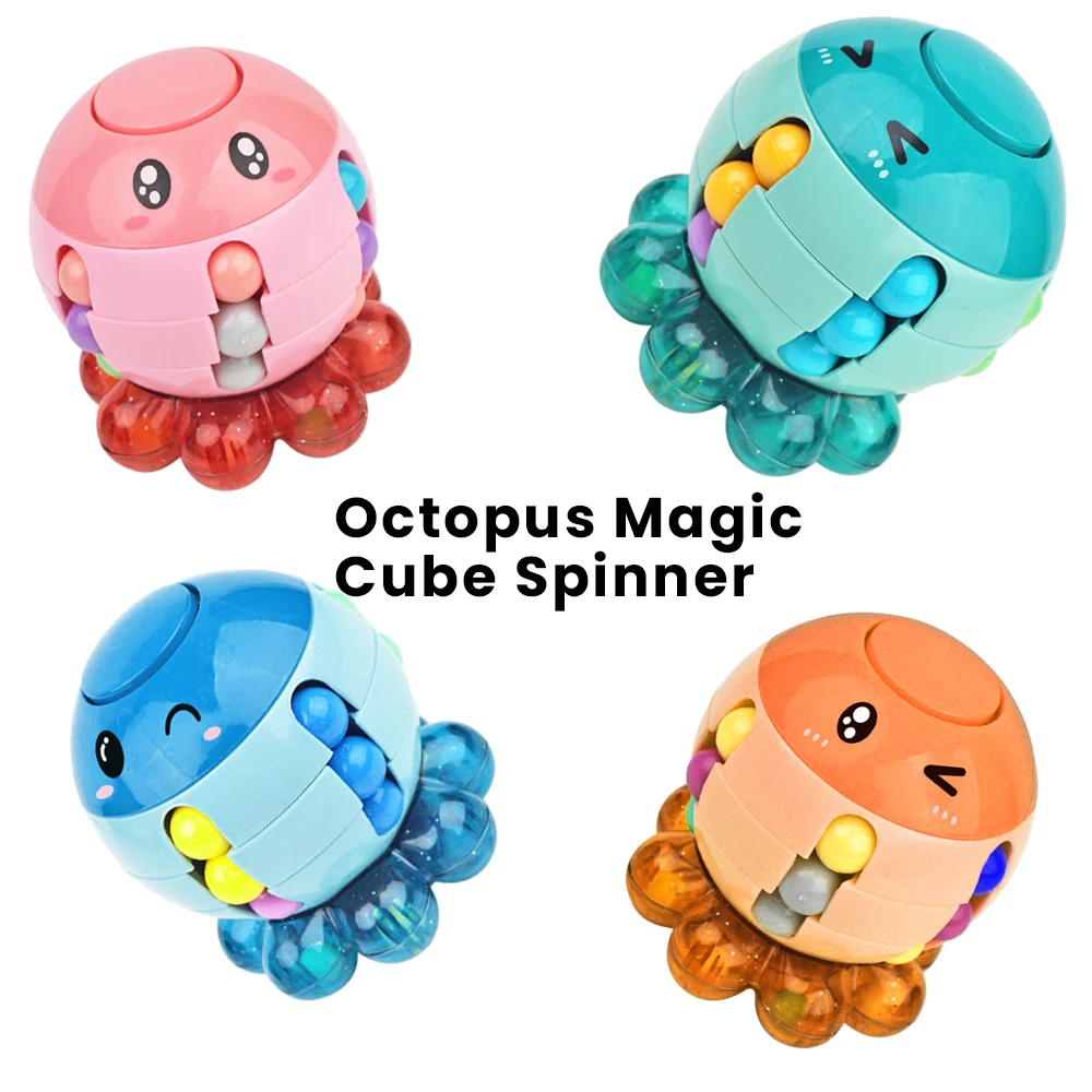 Magic Cube Puzzle Creative Magic Bean Cube Toys Octopus Rotating Magic Bean Puzzle Cube Spinner Fidget Stress Relief Toy