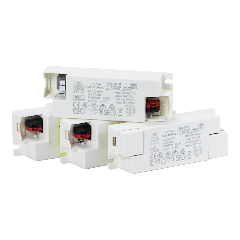 Импульсный источник питания светодиодного табло Eaglerise LS-40-700 LI4 40 Вт 700mA 32-56VDC светодиодный драйвер постоянного тока без мерцания чтобы вниз свет панели