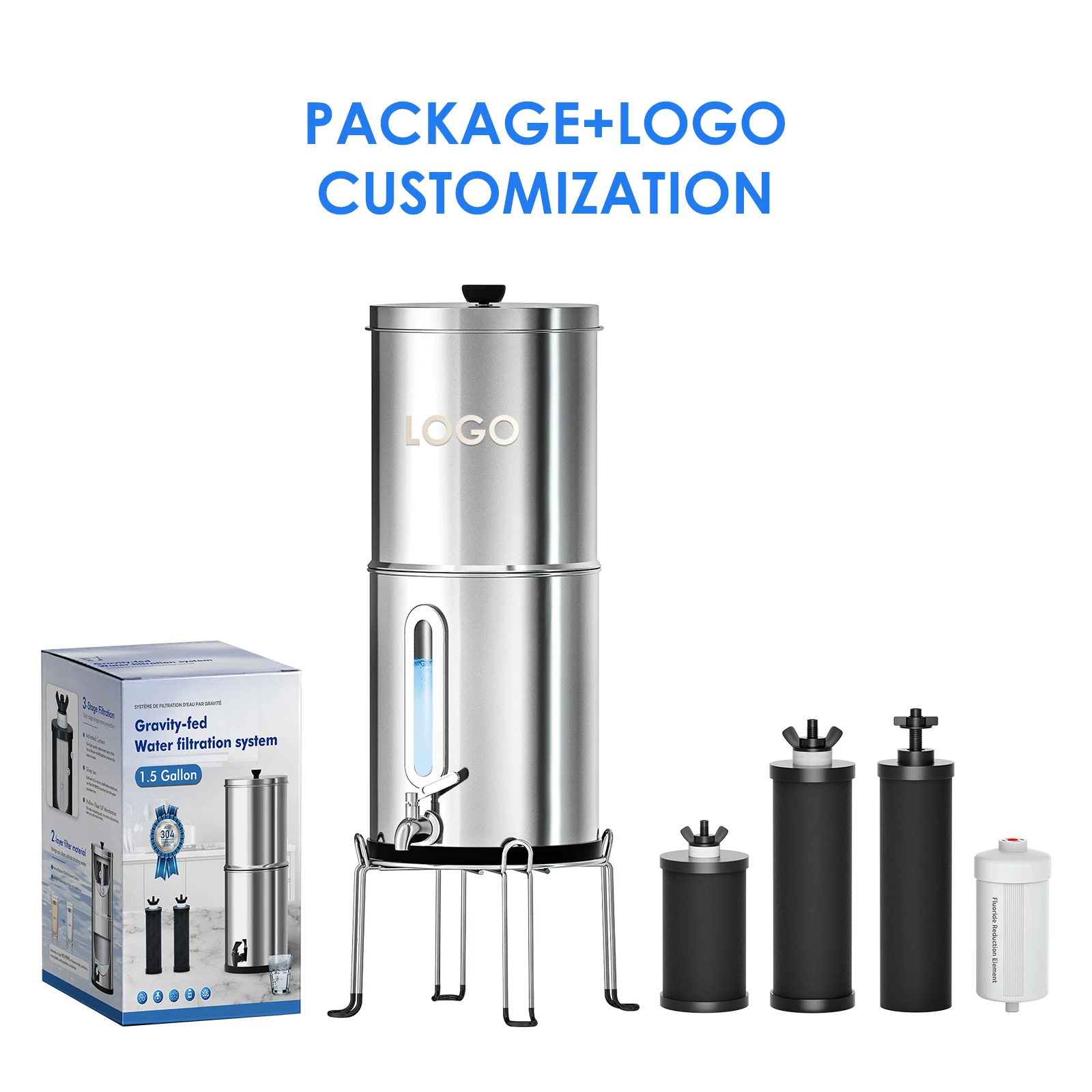 New Style Water Filter Systems For Homes Remove Microplastics 2.9 Gallons Gravity Water Filter System