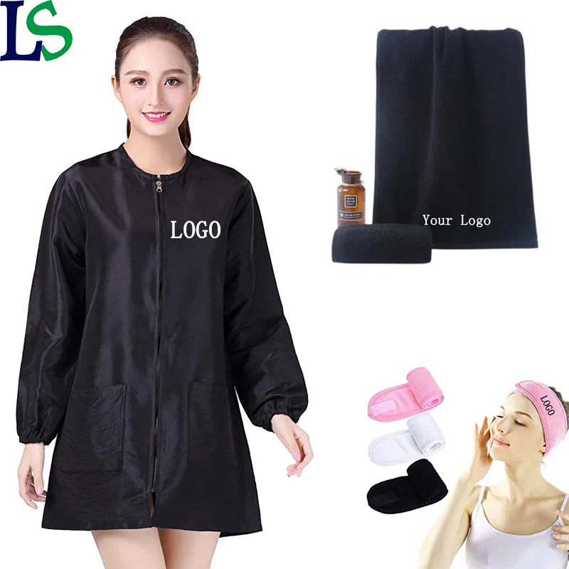 High Quality Beauty Salon Women Uniform Smock Black Anti-static Men Jackets With Logo