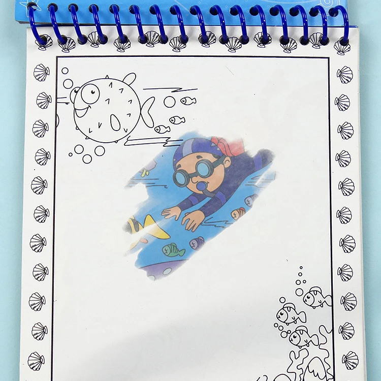 
BSCI Factory Custom Made Kids Water Coloring Book With Spiral Binding, Whales 