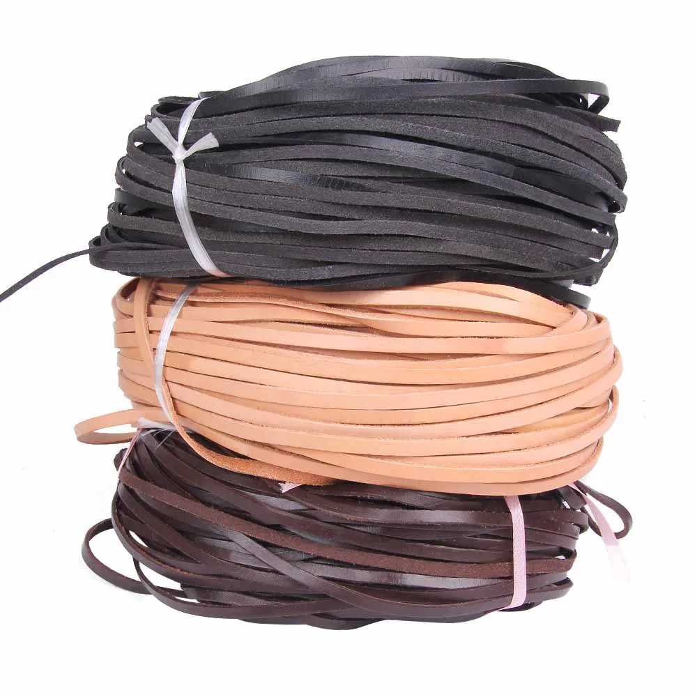 3mm Handmade Diy Material Cowhide Rope Real Leather Rope Leather Strip Rope for Braided Bracelet Necklace Sweater Chain